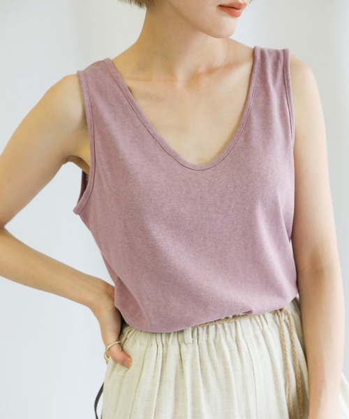 select MOCA（セレクトモカ）の「【カラバリ豊富】Uネックリラックスタンクトップ（タンクトップ・レディース・ブラック/ベージュ/オフホワイト/ライトグリーン/マスタード/ライラック/レンガ・FREE）」の21枚目の写真