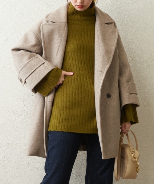 natural couture(ナチュラルクチュール)の「【WEB限定】ワイドリブブークレニットチュニック(ニット/セーター・レディース・ベージュ/アイボリー/ライム/ブラウン・FREE)」の4枚目の写真