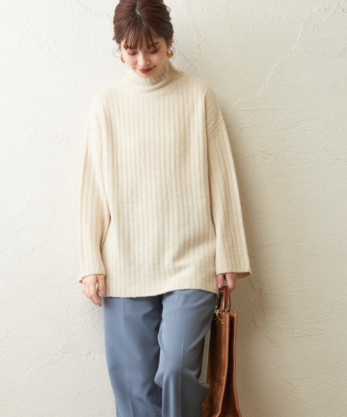 natural couture(ナチュラルクチュール)の「【WEB限定】ワイドリブブークレニットチュニック(ニット/セーター・レディース・ベージュ/アイボリー/ライム/ブラウン・FREE)」の13枚目の写真