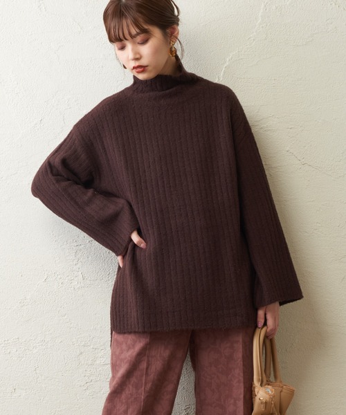 natural couture(ナチュラルクチュール)の「【WEB限定】ワイドリブブークレニットチュニック(ニット/セーター・レディース・ベージュ/アイボリー/ライム/ブラウン・FREE)」の17枚目の写真