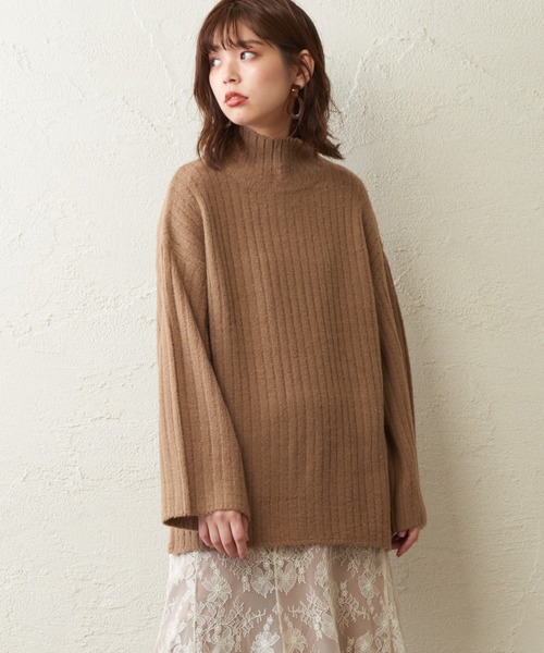 natural couture(ナチュラルクチュール)の「【WEB限定】ワイドリブブークレニットチュニック(ニット/セーター・レディース・ベージュ/アイボリー/ライム/ブラウン・FREE)」の20枚目の写真