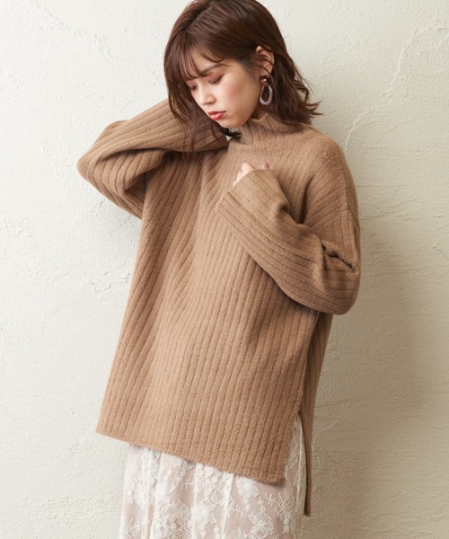 natural couture(ナチュラルクチュール)の「【WEB限定】ワイドリブブークレニットチュニック(ニット/セーター・レディース・ベージュ/アイボリー/ライム/ブラウン・FREE)」の21枚目の写真