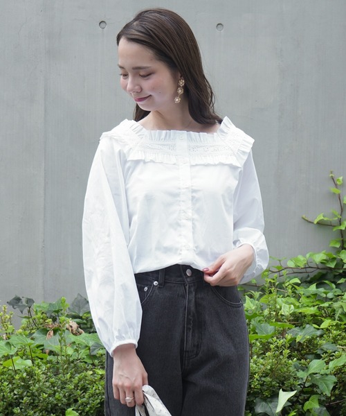 flower（フラワー）の「フラッフィーフリルブラウス（シャツ/ブラウス・レディース・ホワイト/ブラック・FREE）」の10枚目の写真