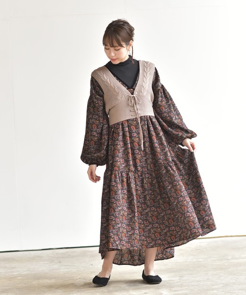 rps（アールピーエス）の「ペイズリー柄ワンピース（ワンピース・レディース・ブラック/ベージュ/ネイビー・M）」の11枚目の写真