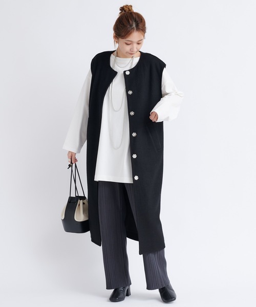 DouDou（ドゥドゥ）の「【新色追加】AWランダムプリーツワイドパンツ（その他パンツ・レディース・オフホワイト/ブラック/ライトグレー/グリーン/キャメル/チャコールグレー・FREE）」の20枚目の写真