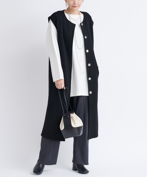 DouDou（ドゥドゥ）の「【新色追加】AWランダムプリーツワイドパンツ（その他パンツ・レディース・オフホワイト/ブラック/ライトグレー/グリーン/キャメル/チャコールグレー・FREE）」の19枚目の写真