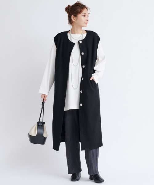 DouDou（ドゥドゥ）の「【新色追加】AWランダムプリーツワイドパンツ（その他パンツ・レディース・オフホワイト/ブラック/ライトグレー/グリーン/キャメル/チャコールグレー・FREE）」の18枚目の写真