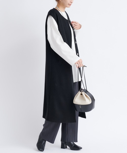 DouDou（ドゥドゥ）の「【新色追加】AWランダムプリーツワイドパンツ（その他パンツ・レディース・オフホワイト/ブラック/ライトグレー/グリーン/キャメル/チャコールグレー・FREE）」の17枚目の写真