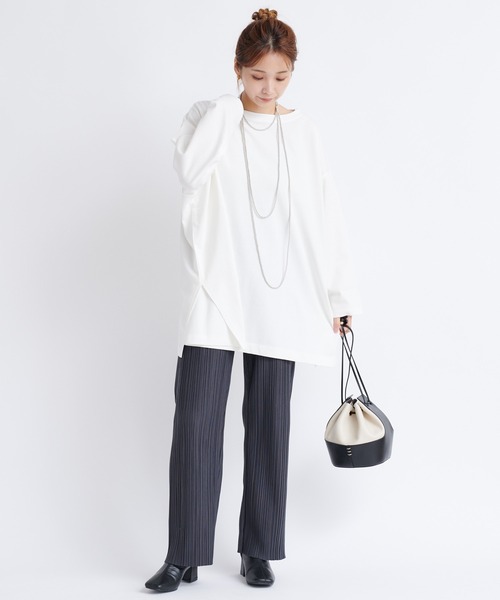 DouDou（ドゥドゥ）の「【新色追加】AWランダムプリーツワイドパンツ（その他パンツ・レディース・オフホワイト/ブラック/ライトグレー/グリーン/キャメル/チャコールグレー・FREE）」の15枚目の写真