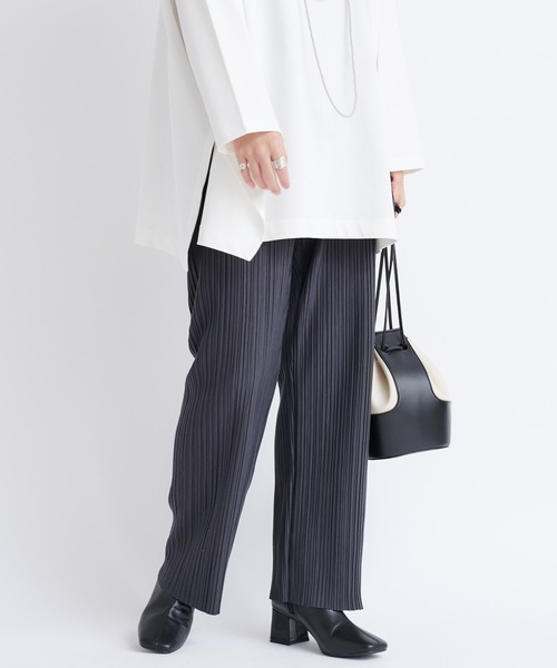 DouDou（ドゥドゥ）の「【新色追加】AWランダムプリーツワイドパンツ（その他パンツ・レディース・オフホワイト/ブラック/ライトグレー/グリーン/キャメル/チャコールグレー・FREE）」の11枚目の写真