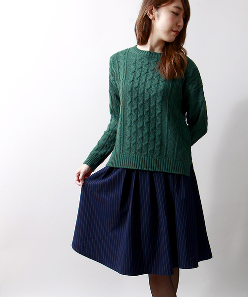 WEGO（ウィゴー）の「WEGO/チェックミディ丈タックスカート（スカート・レディース・グレー系その他/グリーン系その他/ブルー/ブルー系その他・FREE）」の3枚目の写真