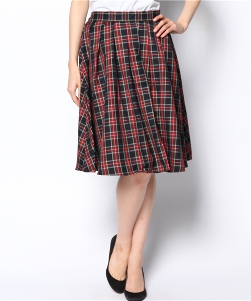 WEGO（ウィゴー）の「WEGO/チェックミディ丈タックスカート（スカート・レディース・グレー系その他/グリーン系その他/ブルー/ブルー系その他・FREE）」の9枚目の写真