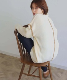 【HER CLOSET】配色ハンドステッチボリュームニットプルオーバー COLOR-STITCH VOLUME KNIT PULLOVER