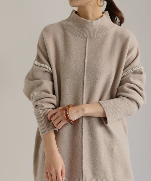 HER CLOSET(ハークローゼット)の「【HER CLOSET】配色ハンドステッチボリュームニットプルオーバー COLOR-STITCH VOLUME KNIT PULLOVER(ニット/セーター・レディース・アイボリー/ブラック/グレイッシュベージュ/ライトブラウン/カーキ・M)」の21枚目の写真