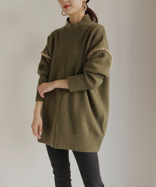HER CLOSET(ハークローゼット)の「【HER CLOSET】配色ハンドステッチボリュームニットプルオーバー COLOR-STITCH VOLUME KNIT PULLOVER(ニット/セーター・レディース・アイボリー/ブラック/グレイッシュベージュ/ライトブラウン/カーキ・M)」の18枚目の写真