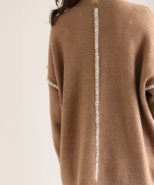 HER CLOSET(ハークローゼット)の「【HER CLOSET】配色ハンドステッチボリュームニットプルオーバー COLOR-STITCH VOLUME KNIT PULLOVER(ニット/セーター・レディース・アイボリー/ブラック/グレイッシュベージュ/ライトブラウン/カーキ・M)」の6枚目の写真