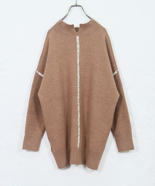 HER CLOSET(ハークローゼット)の「【HER CLOSET】配色ハンドステッチボリュームニットプルオーバー COLOR-STITCH VOLUME KNIT PULLOVER(ニット/セーター・レディース・アイボリー/ブラック/グレイッシュベージュ/ライトブラウン/カーキ・M)」の10枚目の写真