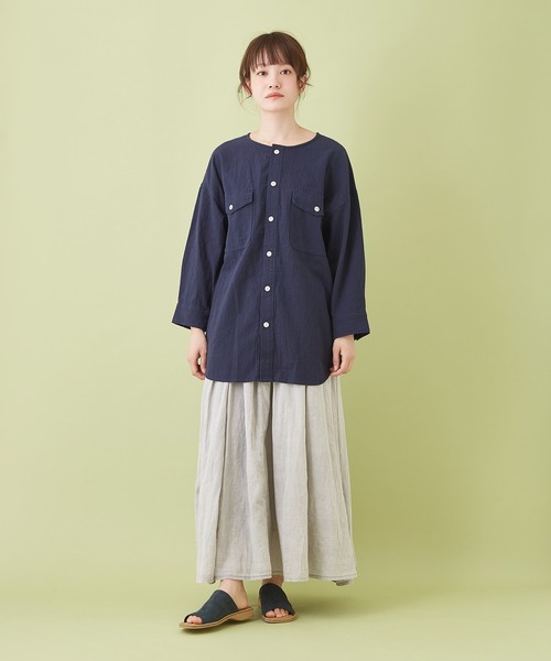 CUBE SUGAR（キューブシュガー）の「綿ボイル アシッドウォッシュ ギャザースカート（スカート・レディース・キャメル/ライトグレー/ブラック/ターコイズブルー/ピンク・M）」の10枚目の写真