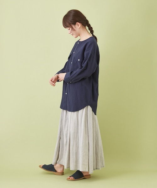 CUBE SUGAR（キューブシュガー）の「綿ボイル アシッドウォッシュ ギャザースカート（スカート・レディース・キャメル/ライトグレー/ブラック/ターコイズブルー/ピンク・M）」の11枚目の写真