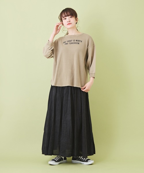 CUBE SUGAR（キューブシュガー）の「綿ボイル アシッドウォッシュ ギャザースカート（スカート・レディース・キャメル/ライトグレー/ブラック/ターコイズブルー/ピンク・M）」の13枚目の写真