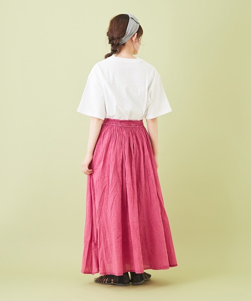 CUBE SUGAR（キューブシュガー）の「綿ボイル アシッドウォッシュ ギャザースカート（スカート・レディース・キャメル/ライトグレー/ブラック/ターコイズブルー/ピンク・M）」の22枚目の写真