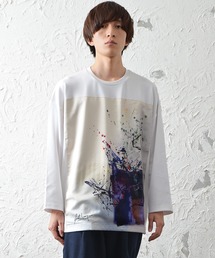 プリントロンT 抽象アート柄 ルーズシルエット とろみ素材