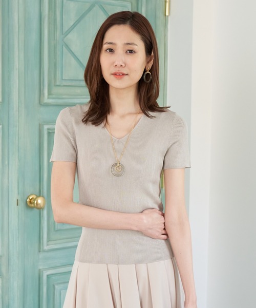 ANAYI（アナイ）の「アセテートポリエステルVネック プル