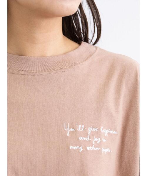 Green　Parks（グリーンパークス）の「胸元刺繍ロンT＊（Tシャツ/カットソー・レディース・ブラック/モカ/オレンジ/オフホワイト・FREE）」の20枚目の写真