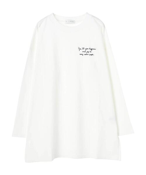 Green　Parks（グリーンパークス）の「胸元刺繍ロンT＊（Tシャツ/カットソー・レディース・ブラック/モカ/オレンジ/オフホワイト・FREE）」の14枚目の写真