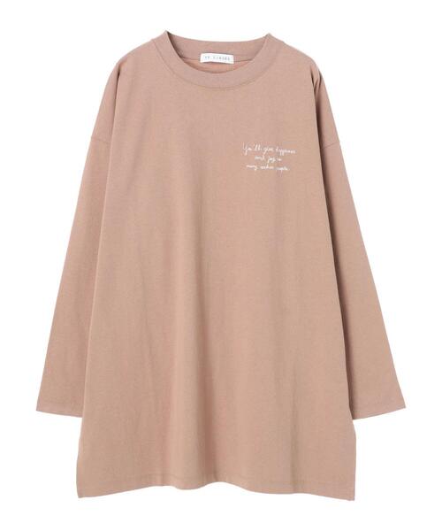 Green　Parks（グリーンパークス）の「胸元刺繍ロンT＊（Tシャツ/カットソー・レディース・ブラック/モカ/オレンジ/オフホワイト・FREE）」の11枚目の写真