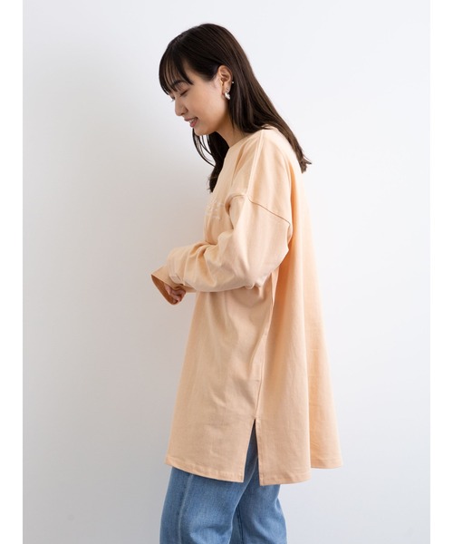 Green　Parks（グリーンパークス）の「胸元刺繍ロンT＊（Tシャツ/カットソー・レディース・ブラック/モカ/オレンジ/オフホワイト・FREE）」の10枚目の写真