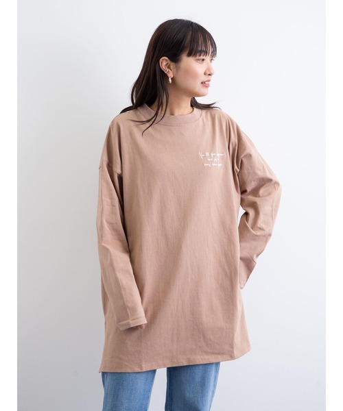 Green　Parks（グリーンパークス）の「胸元刺繍ロンT＊（Tシャツ/カットソー・レディース・ブラック/モカ/オレンジ/オフホワイト・FREE）」の5枚目の写真