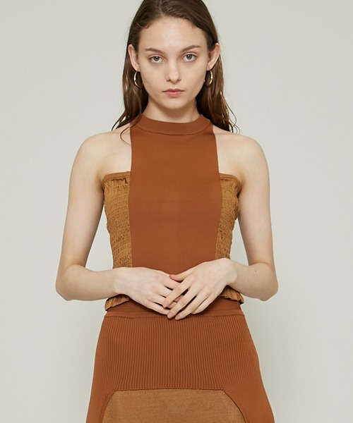TAN◆SHIRRING VEST/ベスト/FREE/コットン/BLU/TN21SS004A TAN（タン）の「【TAN（タン）】シリングベスト/SHIRRING VEST