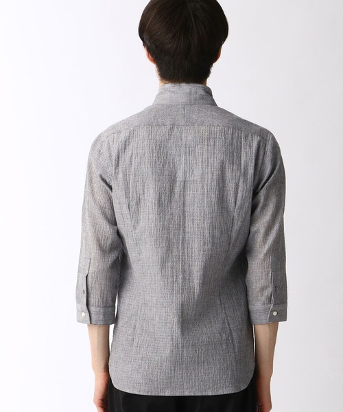 HIDEAWAYS NICOLE（ハイダウェイニコル）の「先染めラメクレープ七分袖シャツ（シャツ/ブラウス・メンズ・ホワイト/ブラック/グレー・LARGE/X-LARGE/MEDIUM）」の8枚目の写真