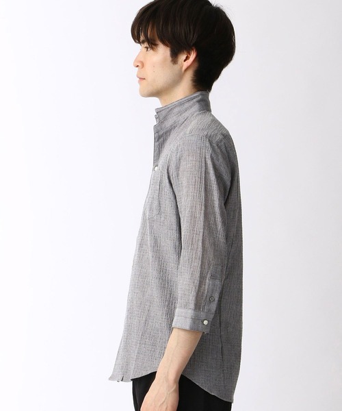 HIDEAWAYS NICOLE（ハイダウェイニコル）の「先染めラメクレープ七分袖シャツ（シャツ/ブラウス・メンズ・ホワイト/ブラック/グレー・LARGE/X-LARGE/MEDIUM）」の6枚目の写真