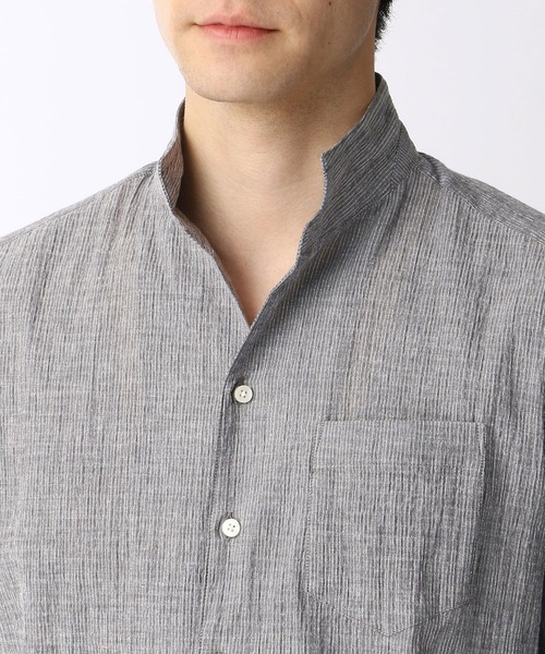 HIDEAWAYS NICOLE（ハイダウェイニコル）の「先染めラメクレープ七分袖シャツ（シャツ/ブラウス・メンズ・ホワイト/ブラック/グレー・LARGE/X-LARGE/MEDIUM）」の10枚目の写真