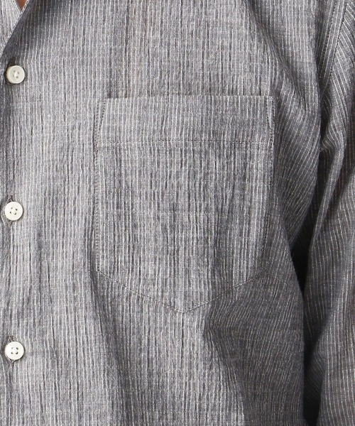 HIDEAWAYS NICOLE（ハイダウェイニコル）の「先染めラメクレープ七分袖シャツ（シャツ/ブラウス・メンズ・ホワイト/ブラック/グレー・LARGE/X-LARGE/MEDIUM）」の12枚目の写真