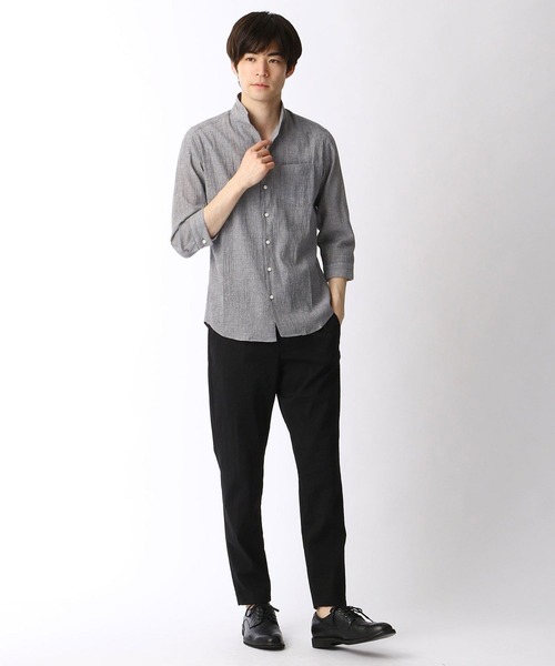 HIDEAWAYS NICOLE（ハイダウェイニコル）の「先染めラメクレープ七分袖シャツ（シャツ/ブラウス・メンズ・ホワイト/ブラック/グレー・LARGE/X-LARGE/MEDIUM）」の17枚目の写真