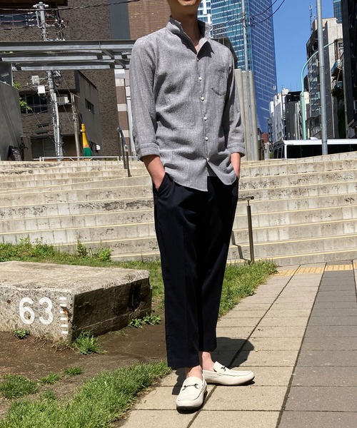 HIDEAWAYS NICOLE（ハイダウェイニコル）の「先染めラメクレープ七分袖シャツ（シャツ/ブラウス・メンズ・ホワイト/ブラック/グレー・LARGE/X-LARGE/MEDIUM）」の18枚目の写真