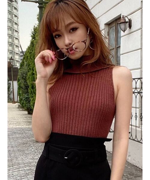 RESEXXY(リゼクシー)の「ハイネックアメスリニット(ニット/セーター・レディース・ブラック/オレンジ/ブラウン/ベージュ・FREE)」の1枚目の写真