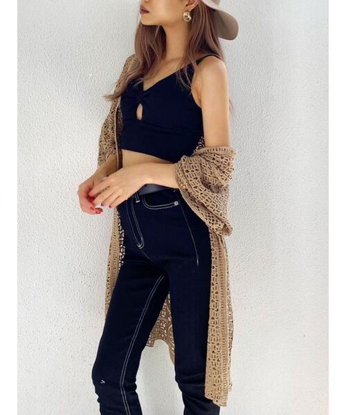 GYDA（ジェイダ）の「【SETUP着用可】クロシェニットカーデ（カーディガン/ボレロ・レディース・ベージュ/ブラウン/アイボリー・FREE）」の6枚目の写真