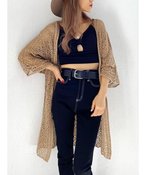 GYDA（ジェイダ）の「【SETUP着用可】クロシェニットカーデ（カーディガン/ボレロ・レディース・ベージュ/ブラウン/アイボリー・FREE）」の13枚目の写真