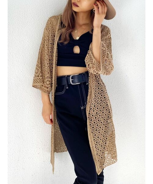 GYDA（ジェイダ）の「【SETUP着用可】クロシェニットカーデ（カーディガン/ボレロ・レディース・ベージュ/ブラウン/アイボリー・FREE）」の12枚目の写真