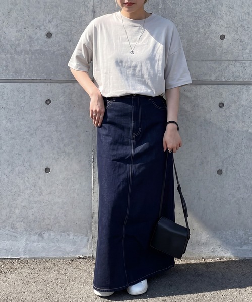 SELECT LEVERY(セレクトリベリー)の「デニム・ツイルフレアロングスカート(デニムスカート・レディース・ネイビー/ブルー/インディゴブルー/ダークグレー/ブラック/ワンウォッシュ/ホワイト/キナリ/ブラック系その他/ベージュ/カーキ・LARGE/MEDIUM/SMALL/X-LARGE)」の22枚目の写真