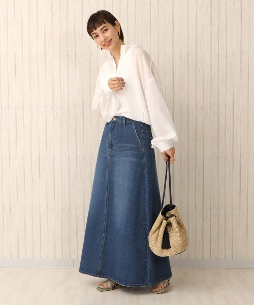 セール】(nod)デニムフレアロングスカート（デニムスカート）｜Emma  