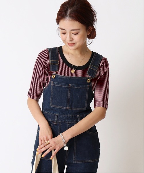 U by SPICK&SPAN(ユーバイスピックアンドスパン)の「【MILLER/ミラー】 ボーダー5分袖クルーネックプルオーバー2◆(Tシャツ/カットソー・レディース・グリーン/サックスブルー/レッド・FREE)」の1枚目の写真