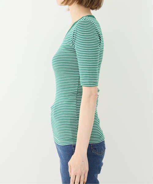 U by SPICK&SPAN(ユーバイスピックアンドスパン)の「【MILLER/ミラー】 ボーダー5分袖クルーネックプルオーバー2◆(Tシャツ/カットソー・レディース・グリーン/サックスブルー/レッド・FREE)」の15枚目の写真