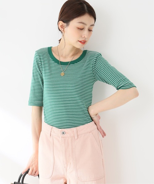 U by SPICK&SPAN(ユーバイスピックアンドスパン)の「【MILLER/ミラー】 ボーダー5分袖クルーネックプルオーバー2◆(Tシャツ/カットソー・レディース・グリーン/サックスブルー/レッド・FREE)」の9枚目の写真