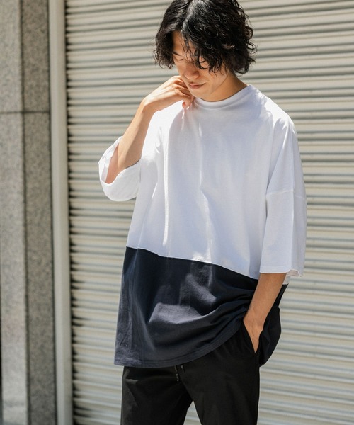 ITEMS URBANRESEARCH（アイテムズ アーバンリサーチ）の「バイカラー天竺半袖Tシャツ（Tシャツ/カットソー・メンズ・カーキ/ホワイト/ボルドー・LARGE/MEDIUM）」の2枚目の写真