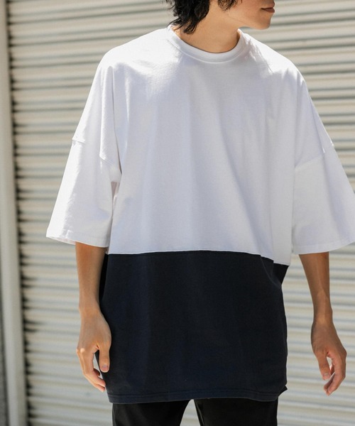 ITEMS URBANRESEARCH（アイテムズ アーバンリサーチ）の「バイカラー天竺半袖Tシャツ（Tシャツ/カットソー・メンズ・カーキ/ホワイト/ボルドー・LARGE/MEDIUM）」の10枚目の写真